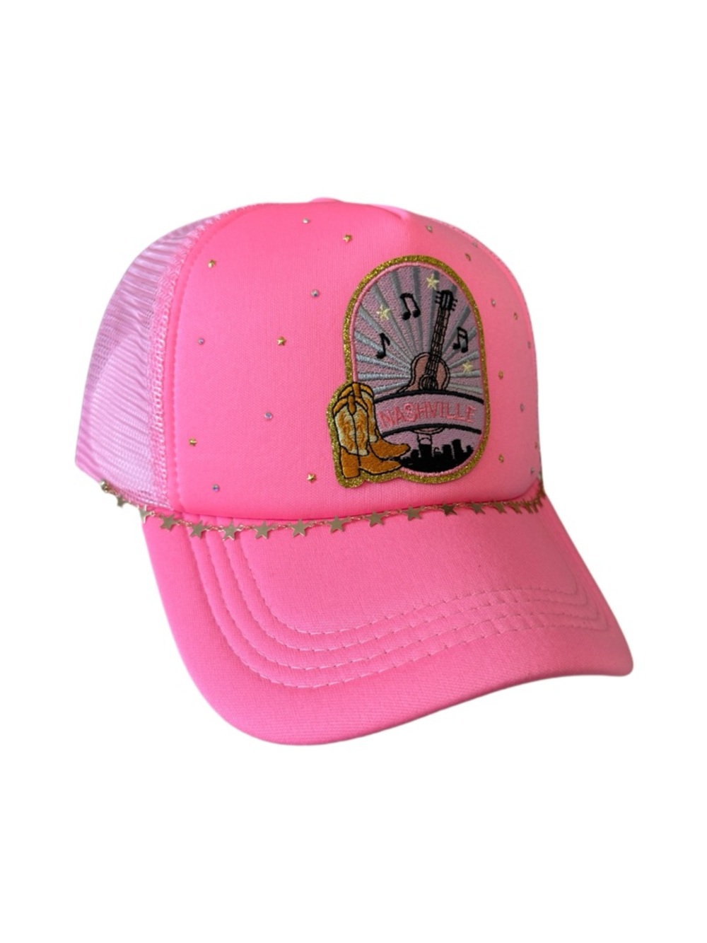 Pink Nashville Patch Trucker Hat